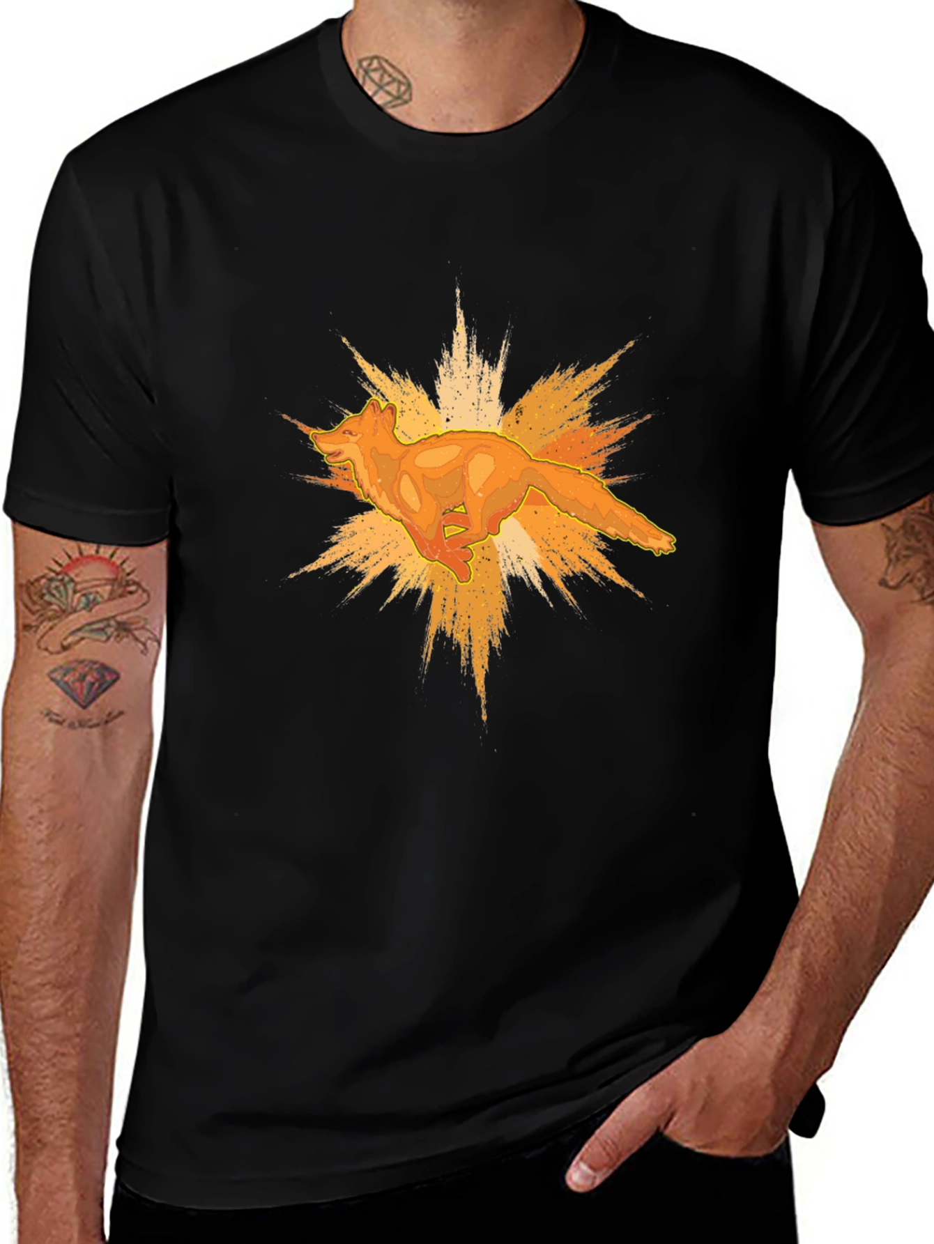 Dynamic Fox Graphic Black T-Shirt