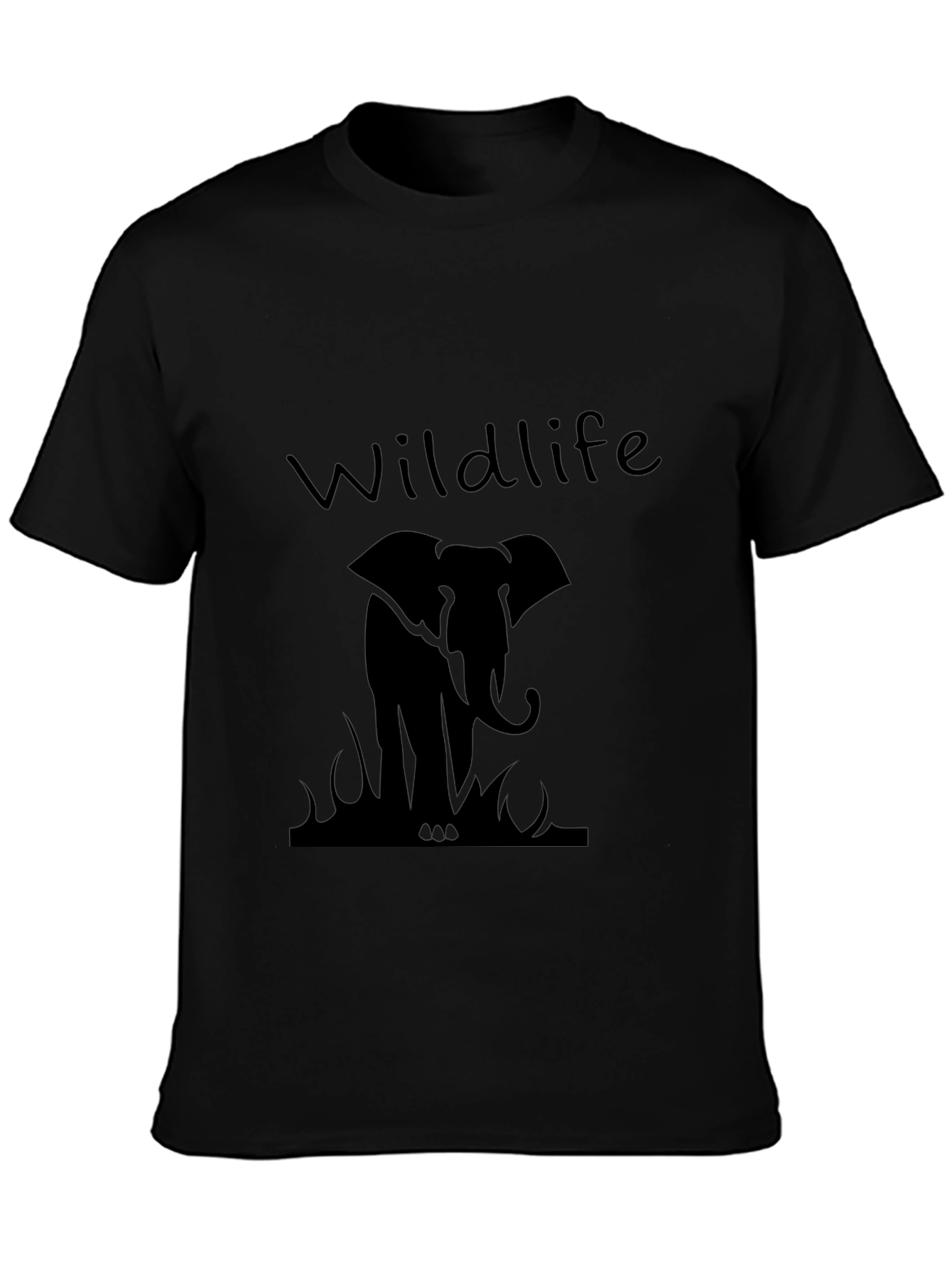 Wildlife Elephant Graphic Black T-Shirt