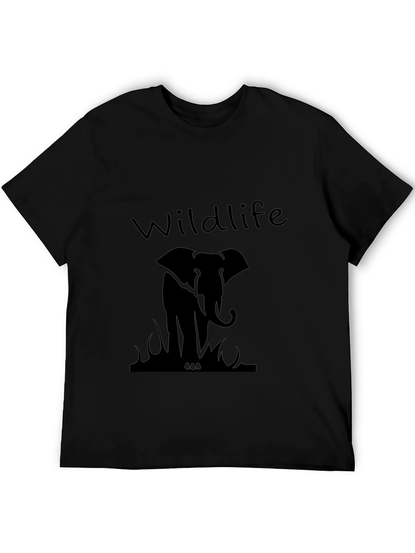 Wildlife Elephant Graphic Black T-Shirt