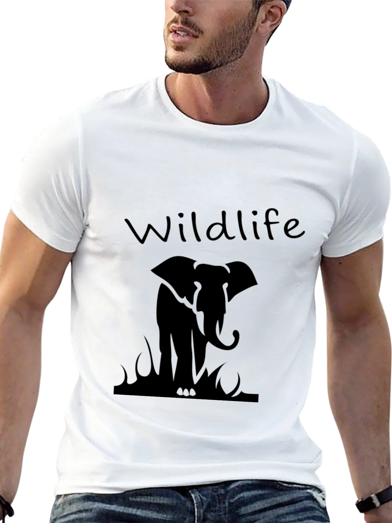 Wildlife Elephant Graphic Black T-Shirt