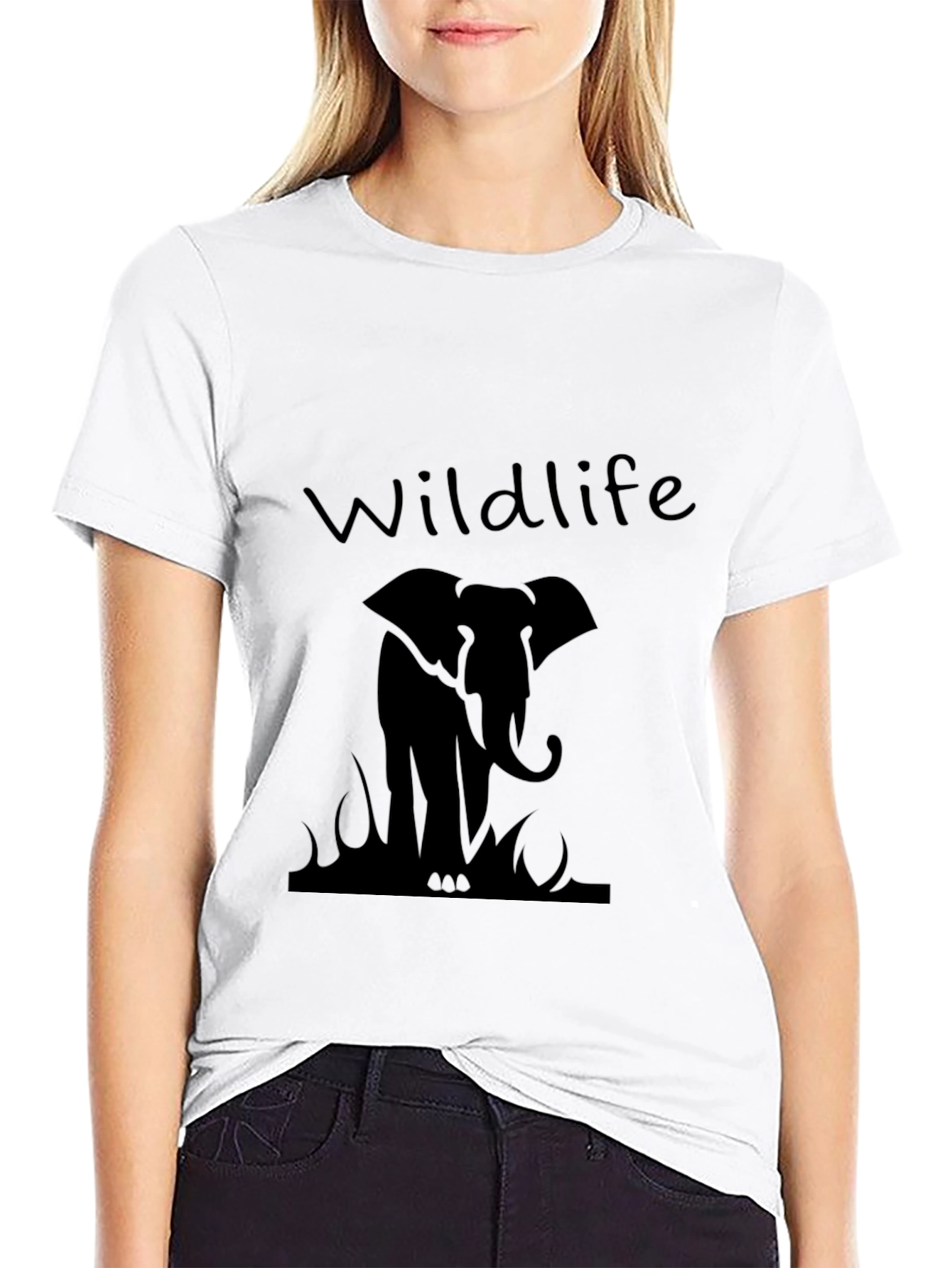 Wildlife Elephant Graphic Black T-Shirt