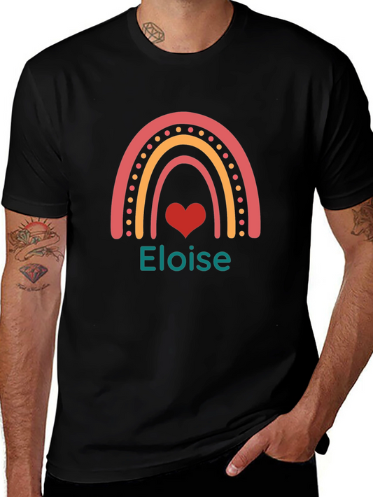Eloise Rainbow Heart Personalized Black T-shirt
