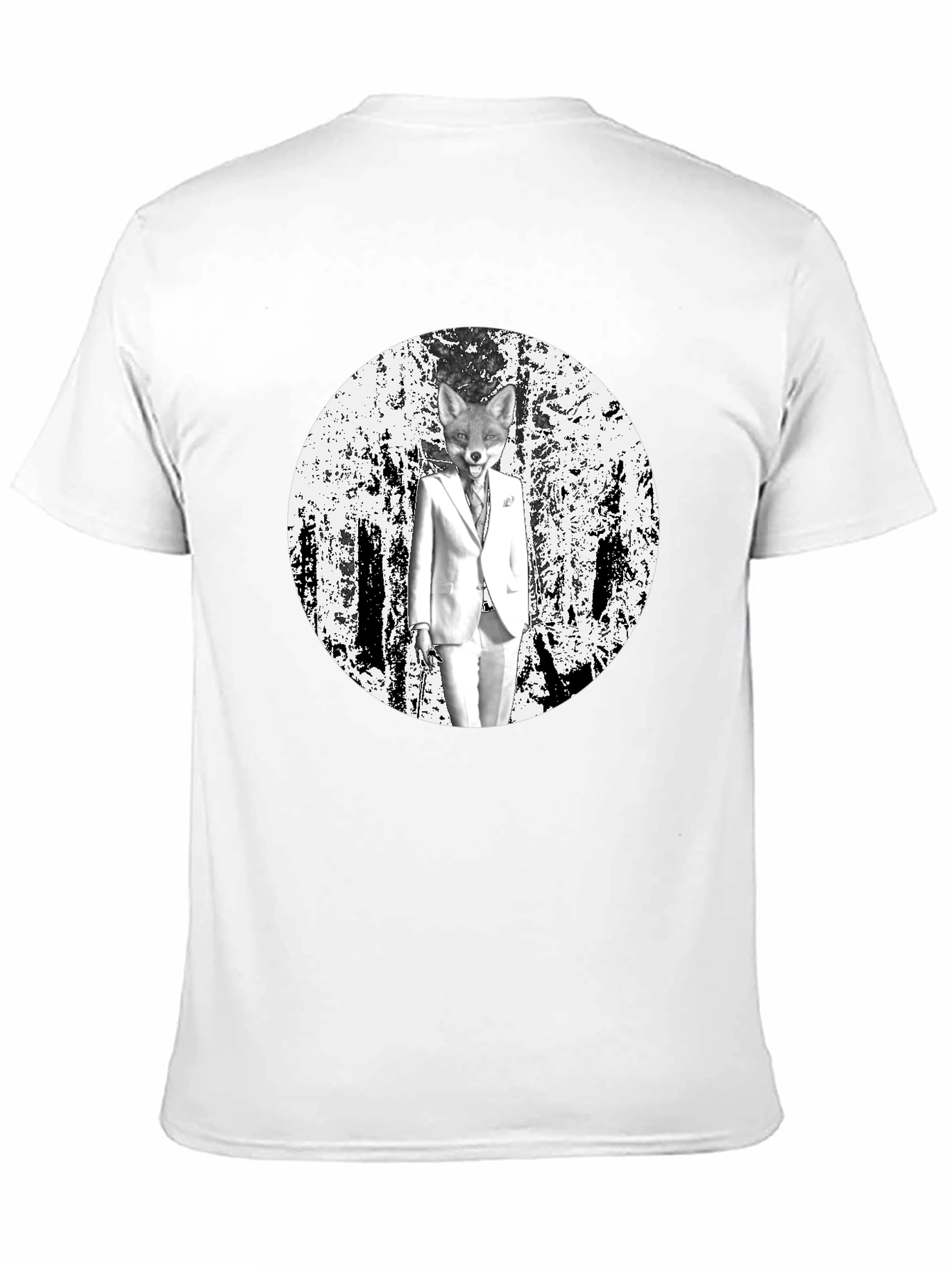 Fox in Suit Graphic Tee - Trendy Black T-Shirt
