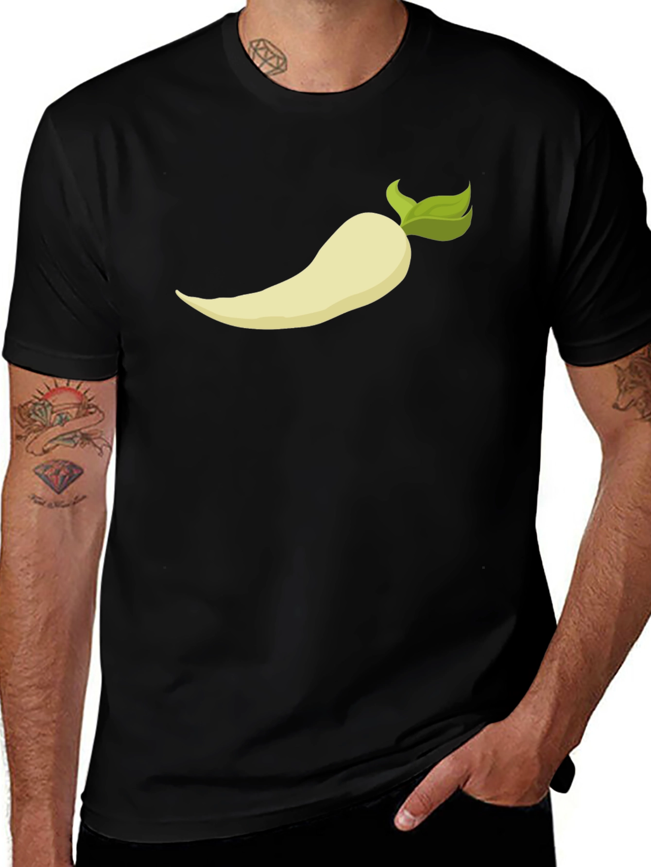 Radish Graphic Tee - Casual Black T-Shirt