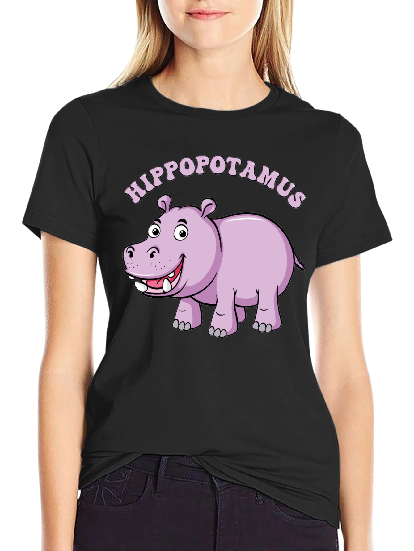 Hippo Graphic Tee - Mens Black Cotton T-Shirt
