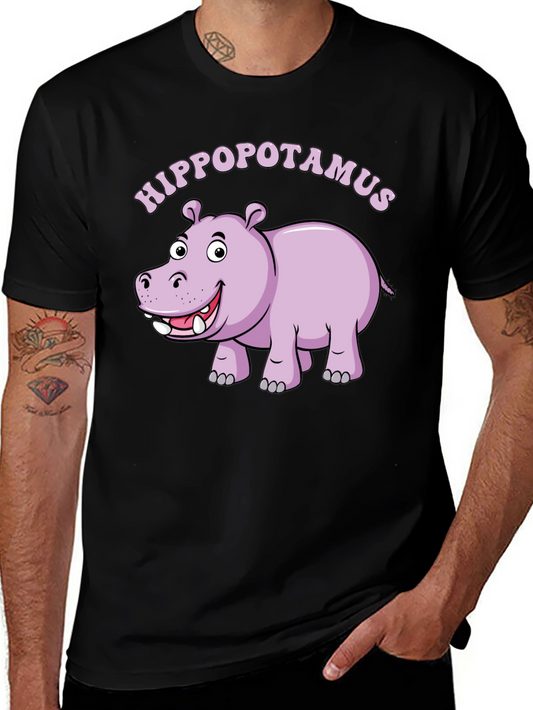 Hippo Graphic Tee - Mens Black Cotton T-Shirt