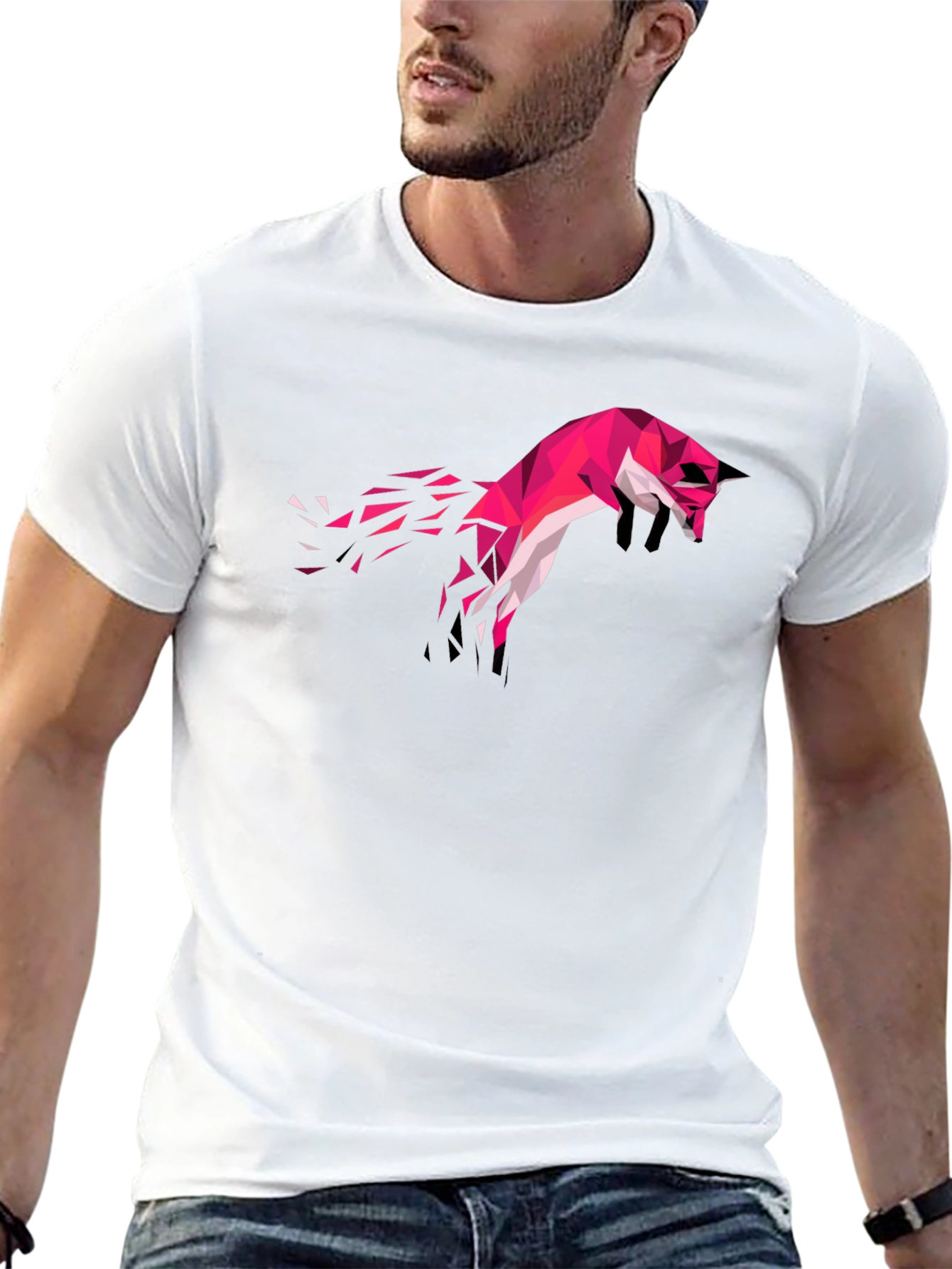 Geometric Fox Graphic Tee - Stylish Black T-Shirt