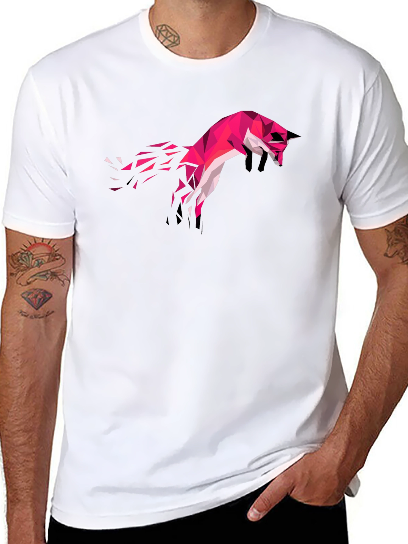 Geometric Fox Graphic Tee - Stylish Black T-Shirt