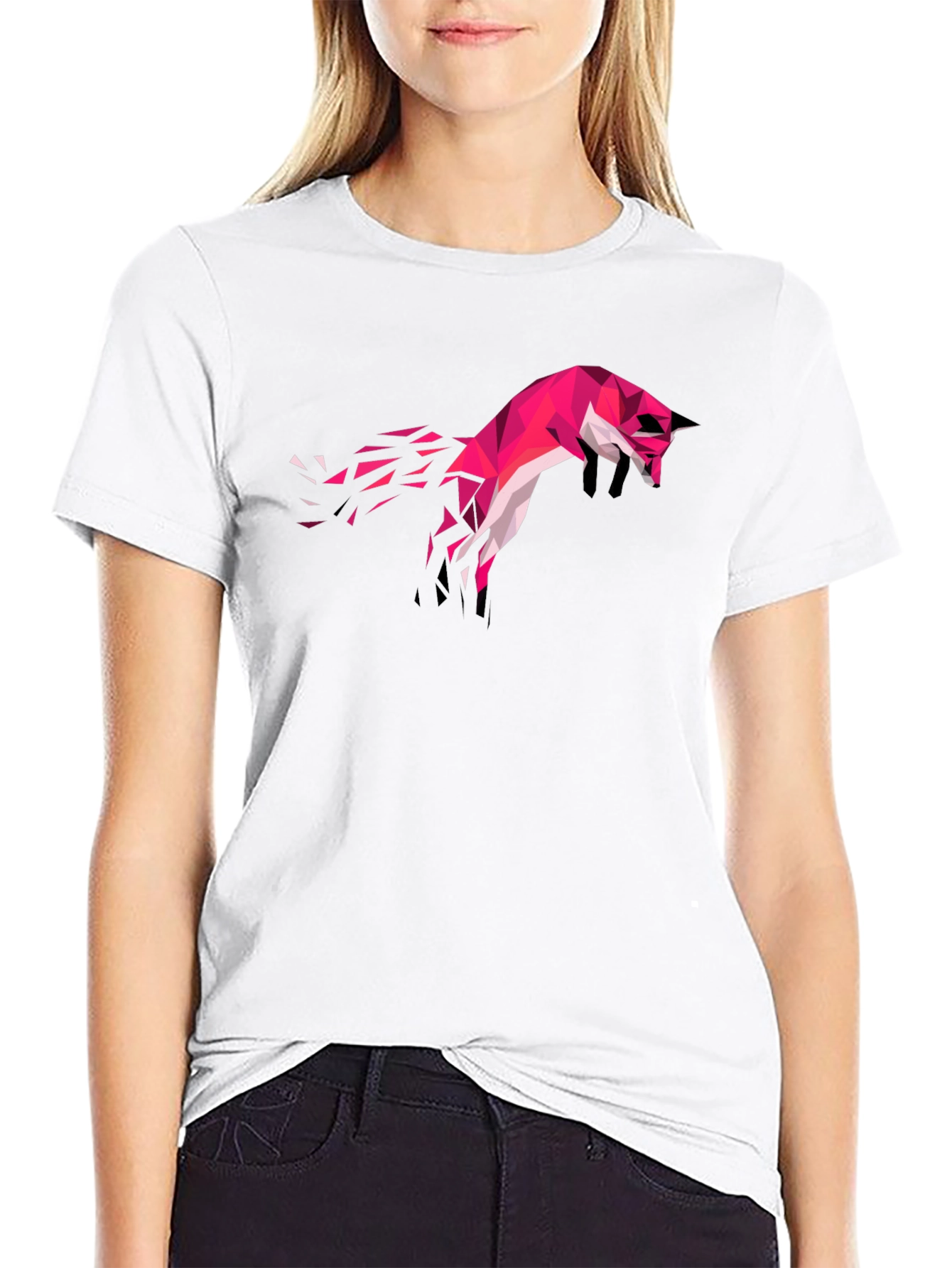 Geometric Fox Graphic Tee - Stylish Black T-Shirt