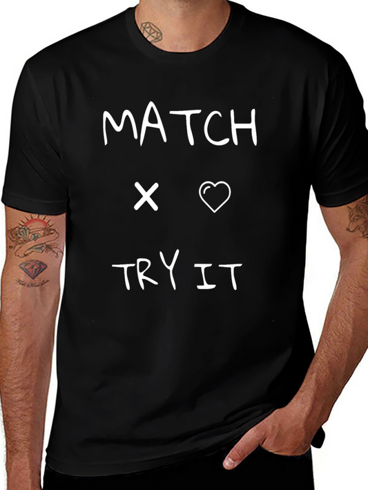 Match x Heart Try It Black T-Shirt