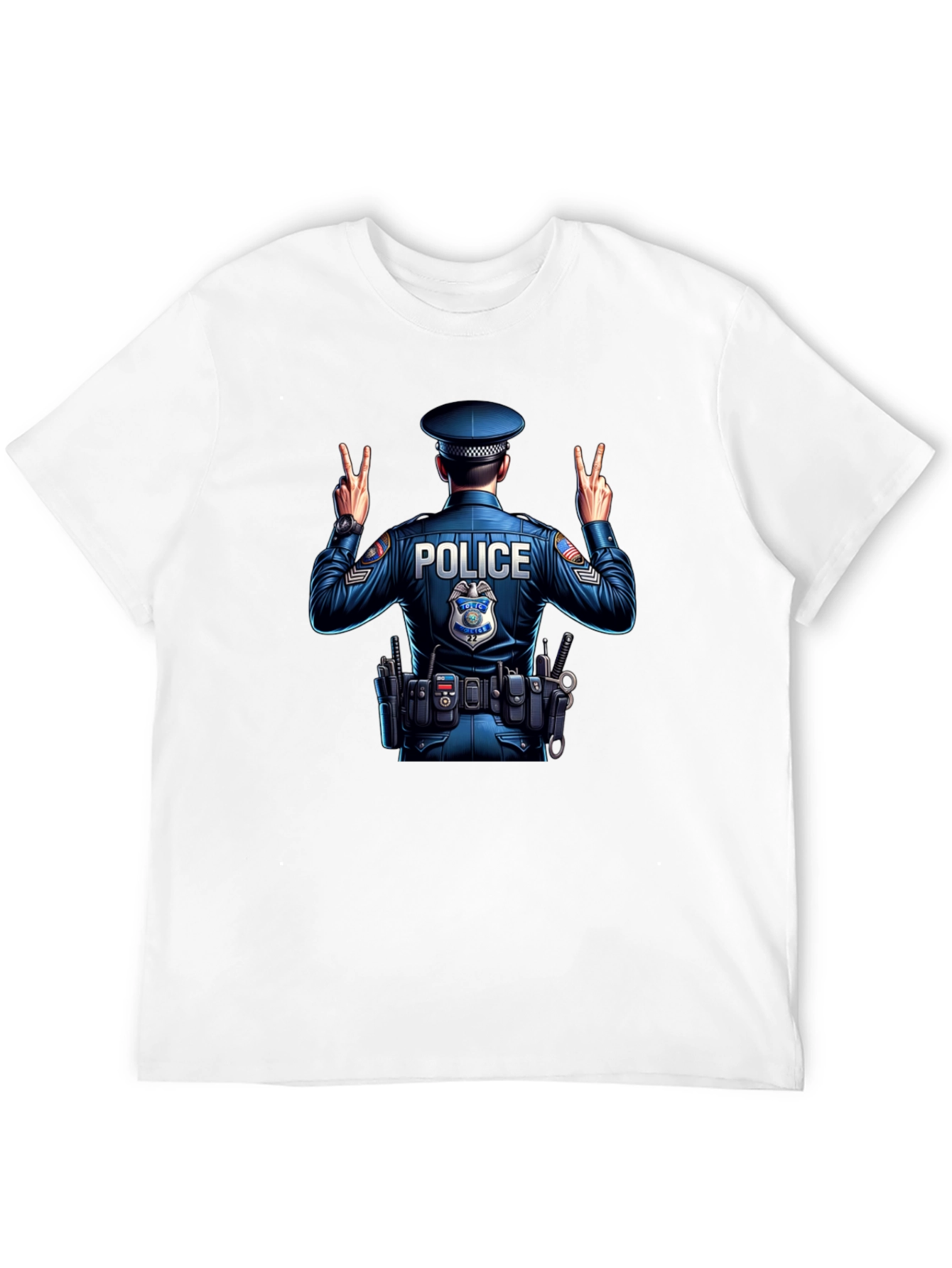 Police Officer Peace Sign Graphic Tee