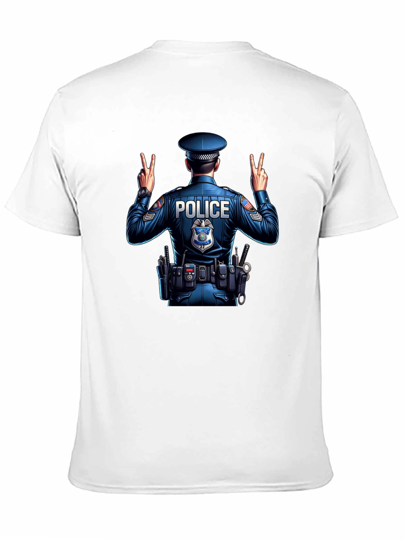 Police Officer Peace Sign Graphic Tee