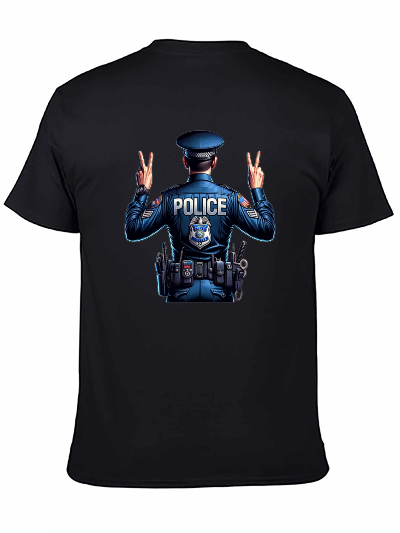Police Officer Peace Sign Graphic Tee