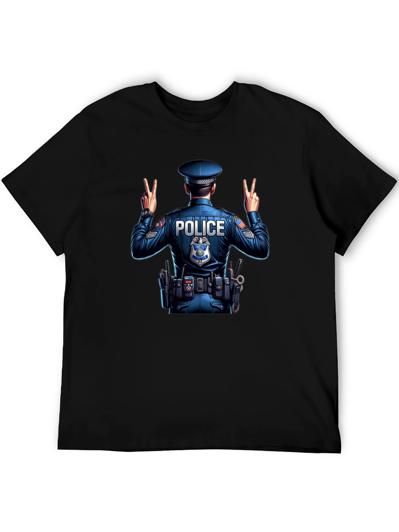 Police Officer Peace Sign Graphic Tee