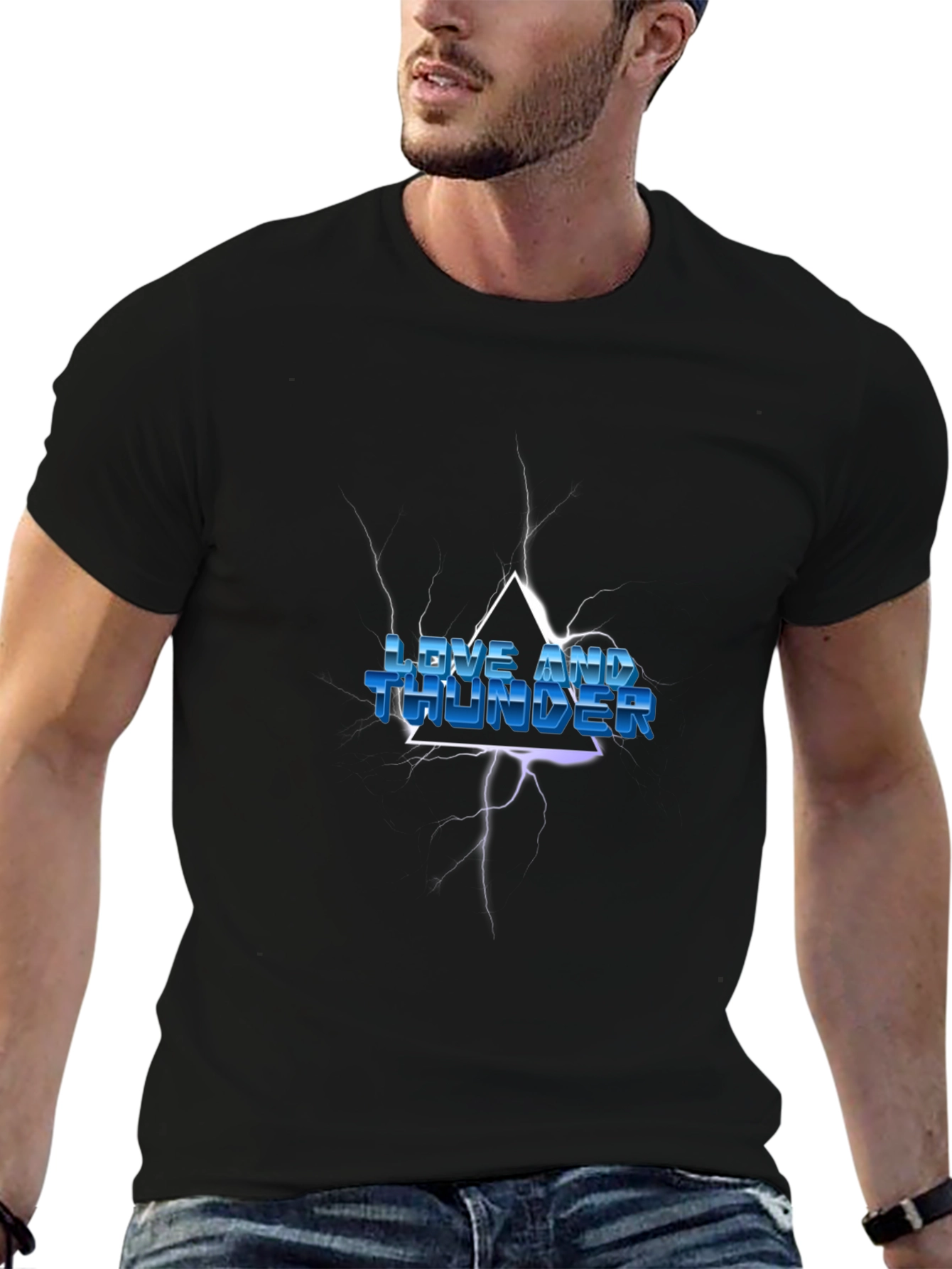 Love and Thunder Graphic Print Black T-Shirt