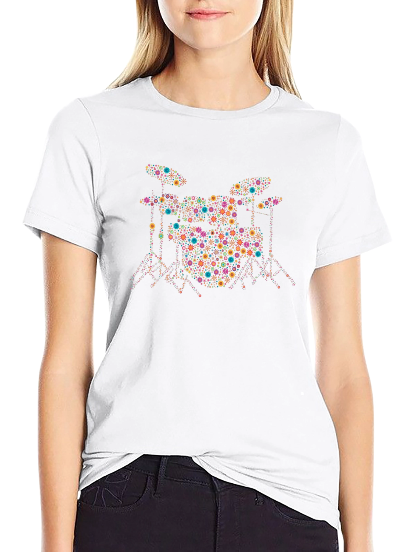 Drum Set Graphic Black T-Shirt - Unique Music Tee