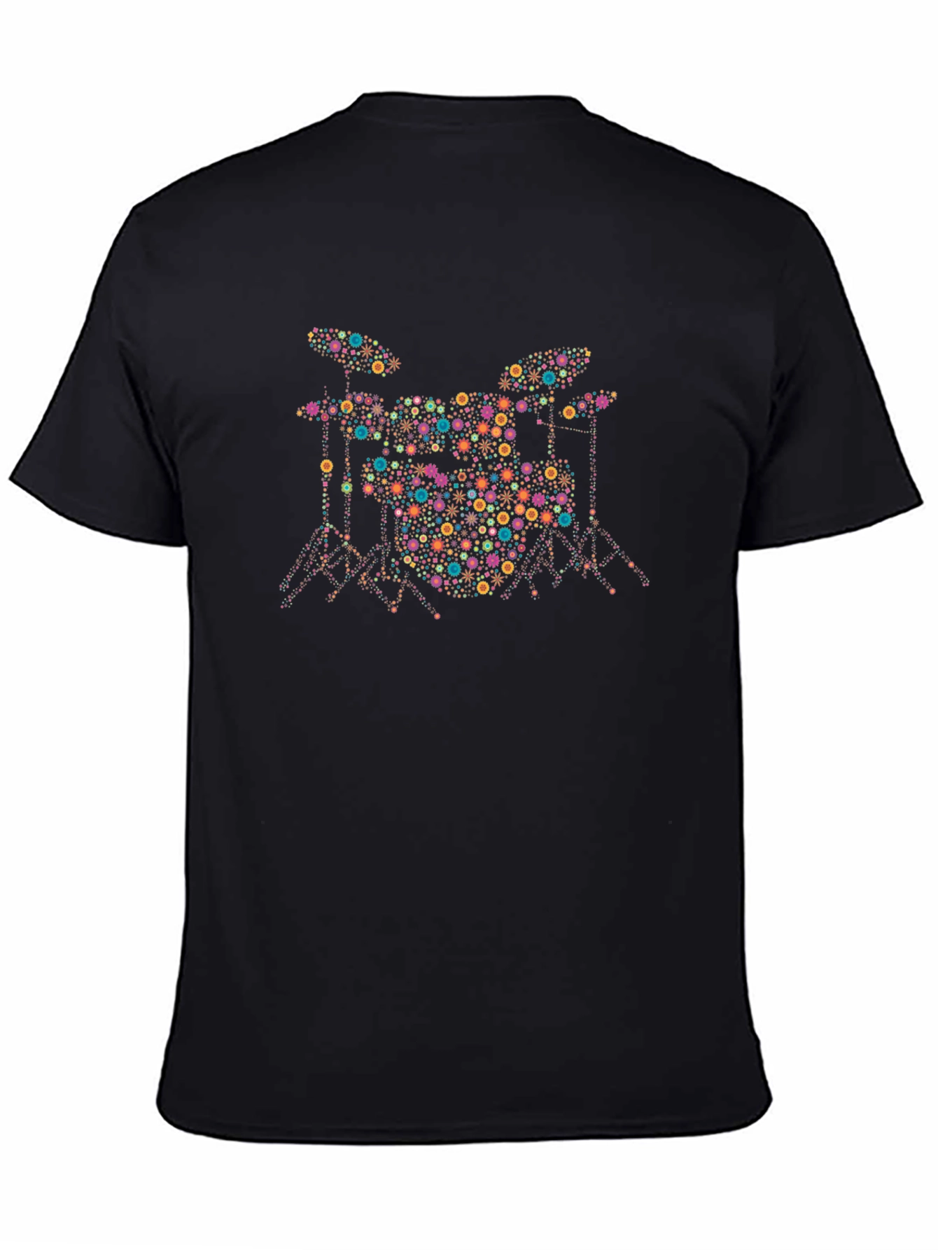 Drum Set Graphic Black T-Shirt - Unique Music Tee