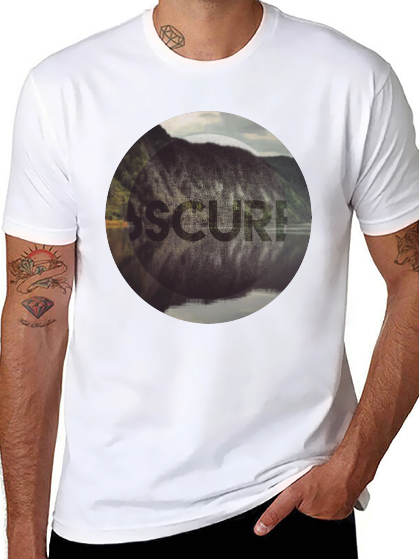 Obscured Nature Graphic Black Tee