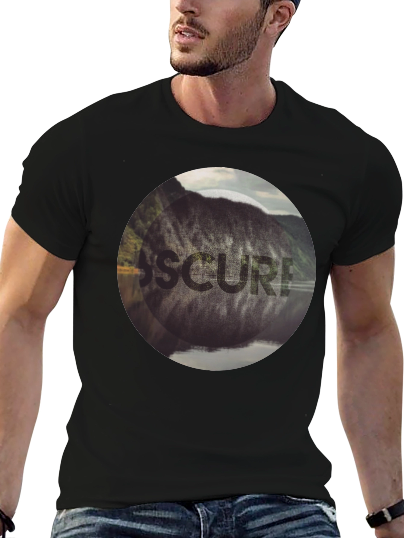 Obscured Nature Graphic Black Tee