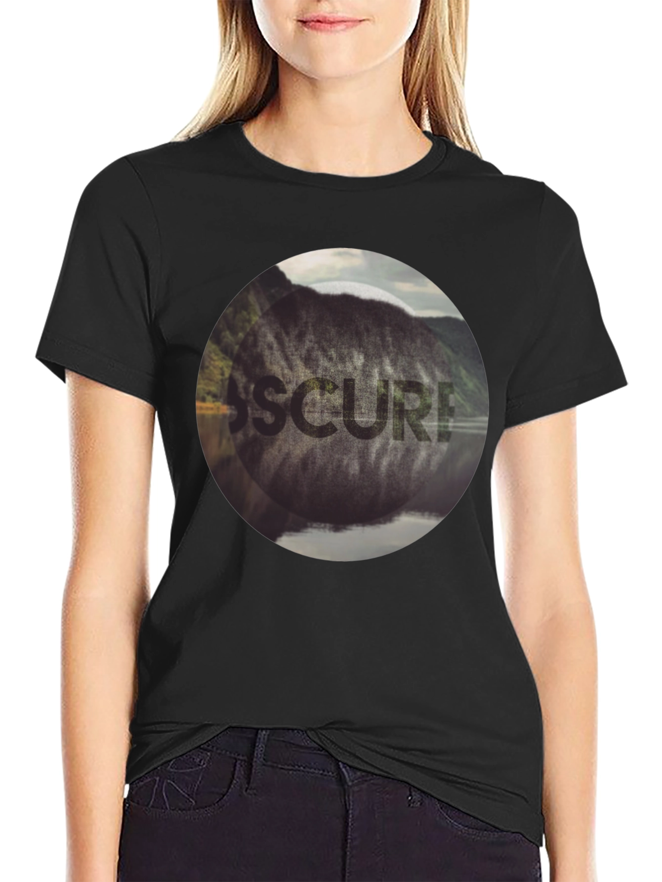 Obscured Nature Graphic Black Tee