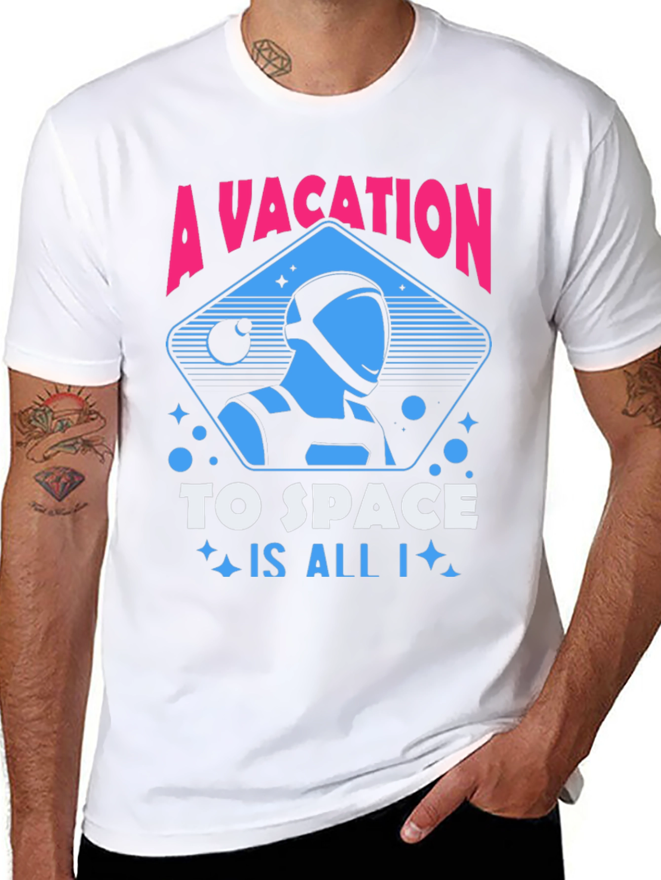 A Vacation to Space T-Shirt Astronaut Graphic Tee
