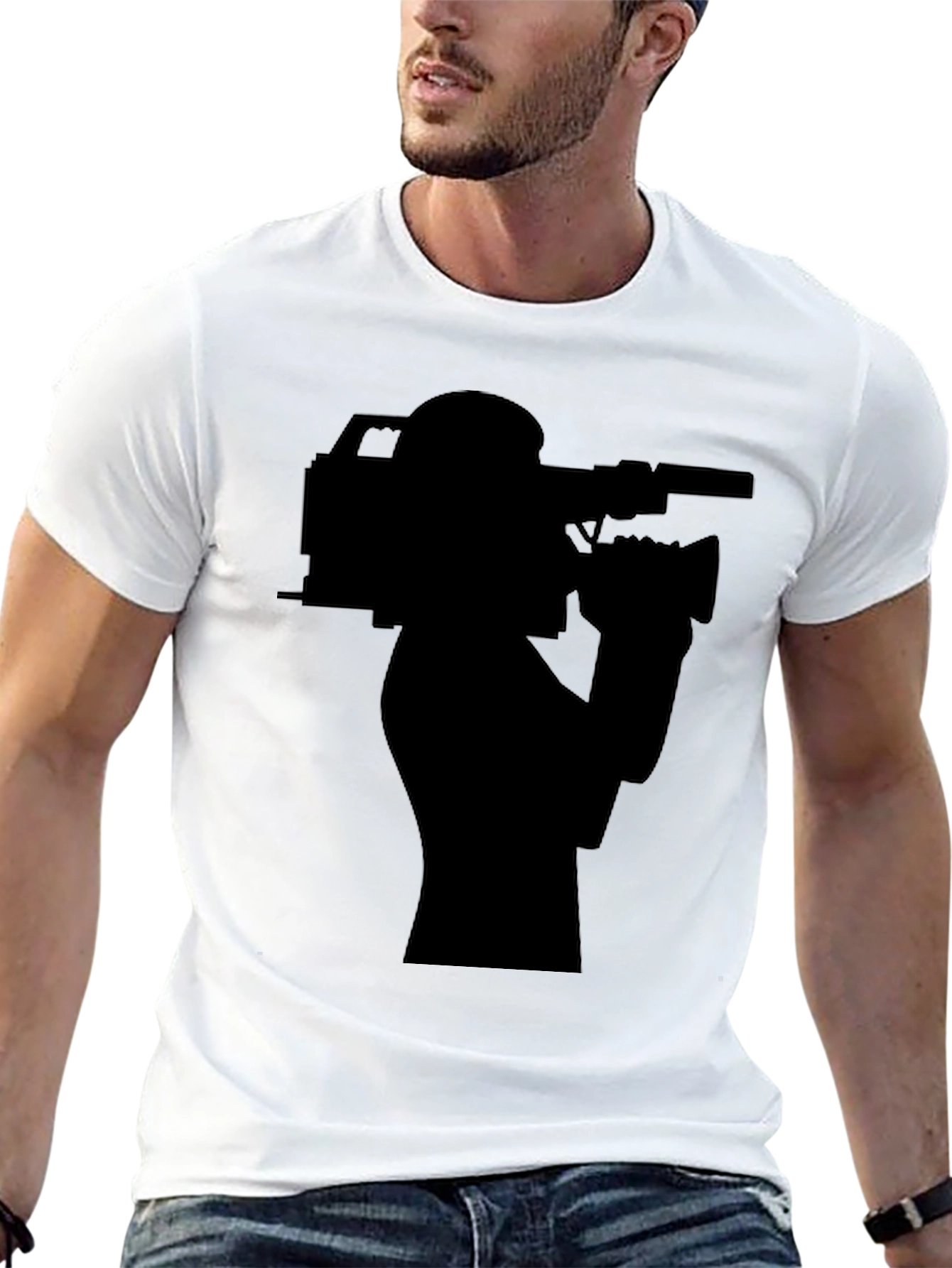 Cameraman Silhouette T-Shirt - Black Graphic Tee