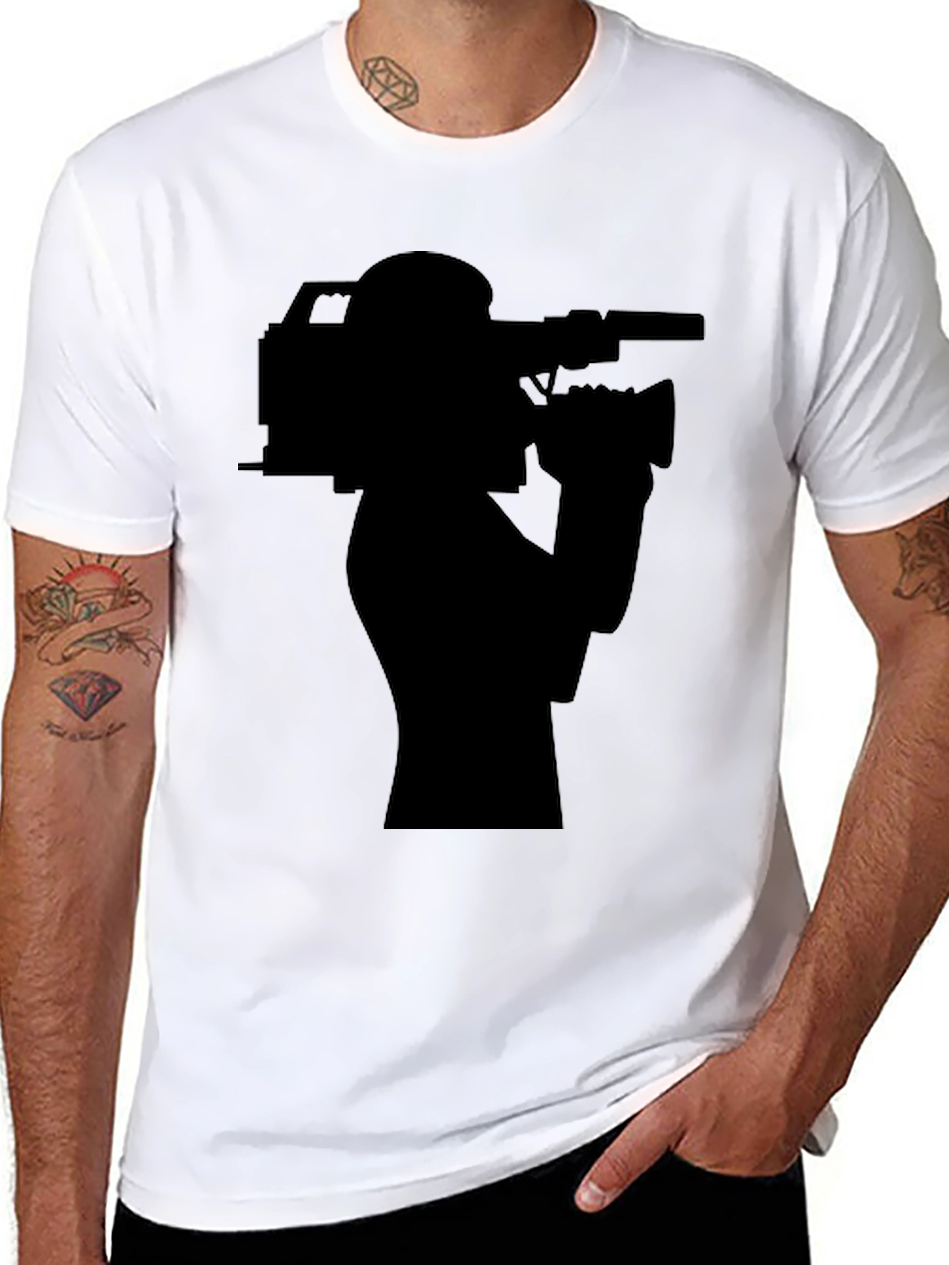 Cameraman Silhouette T-Shirt - Black Graphic Tee