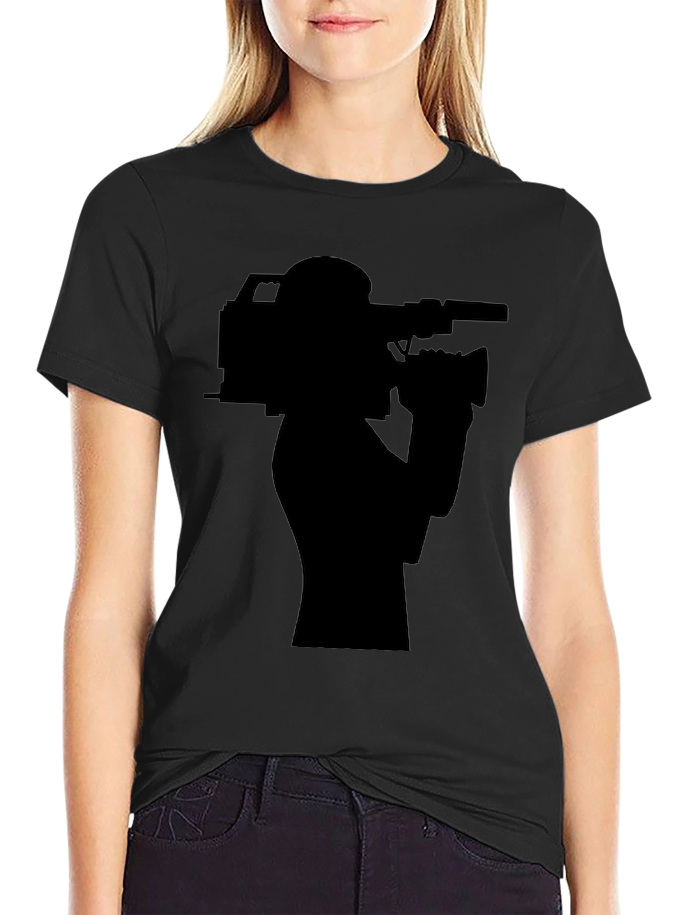 Cameraman Silhouette T-Shirt - Black Graphic Tee