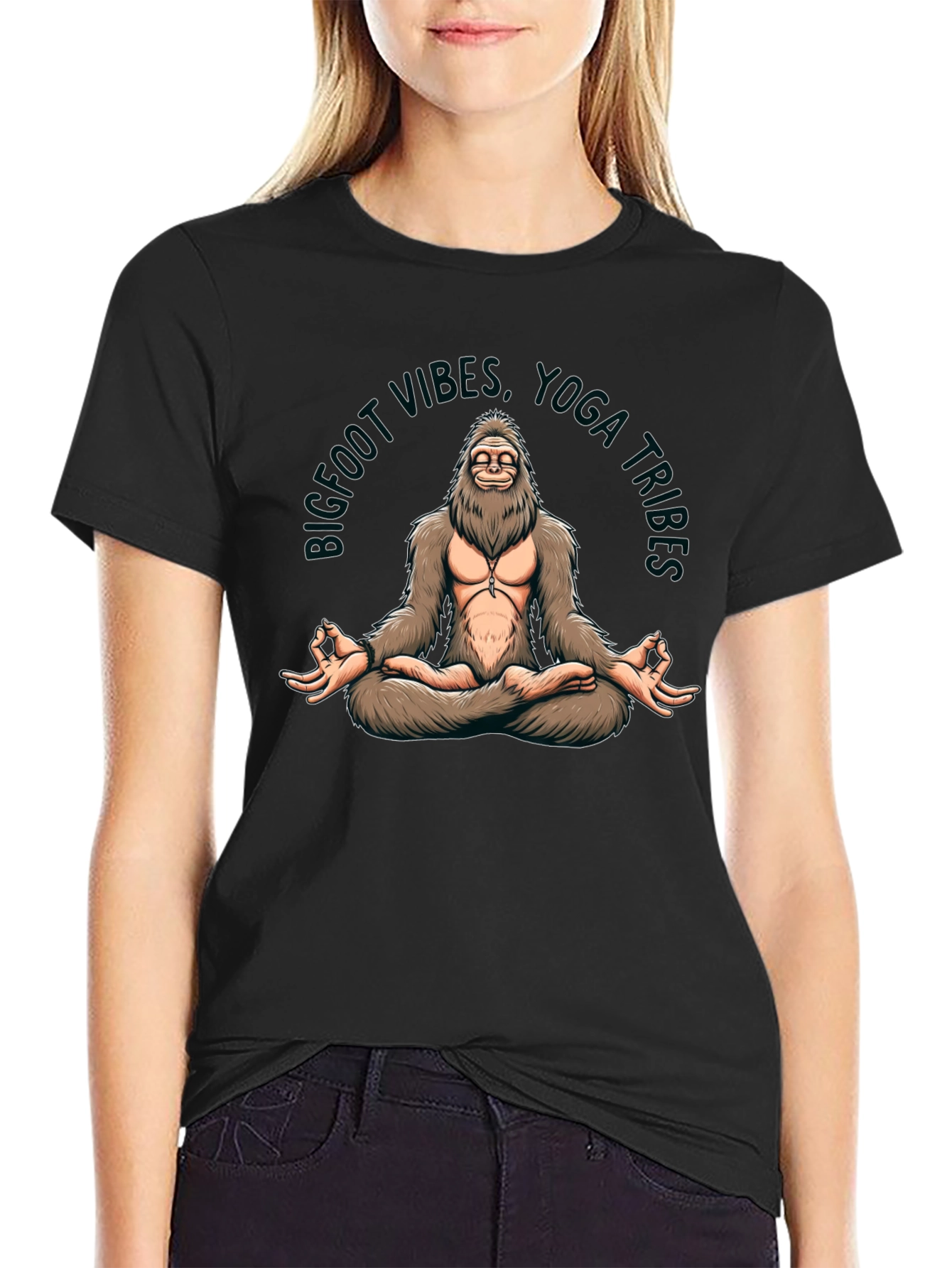 Bigfoot Yoga T-Shirt - Funny Meditating Sasquatch Tee
