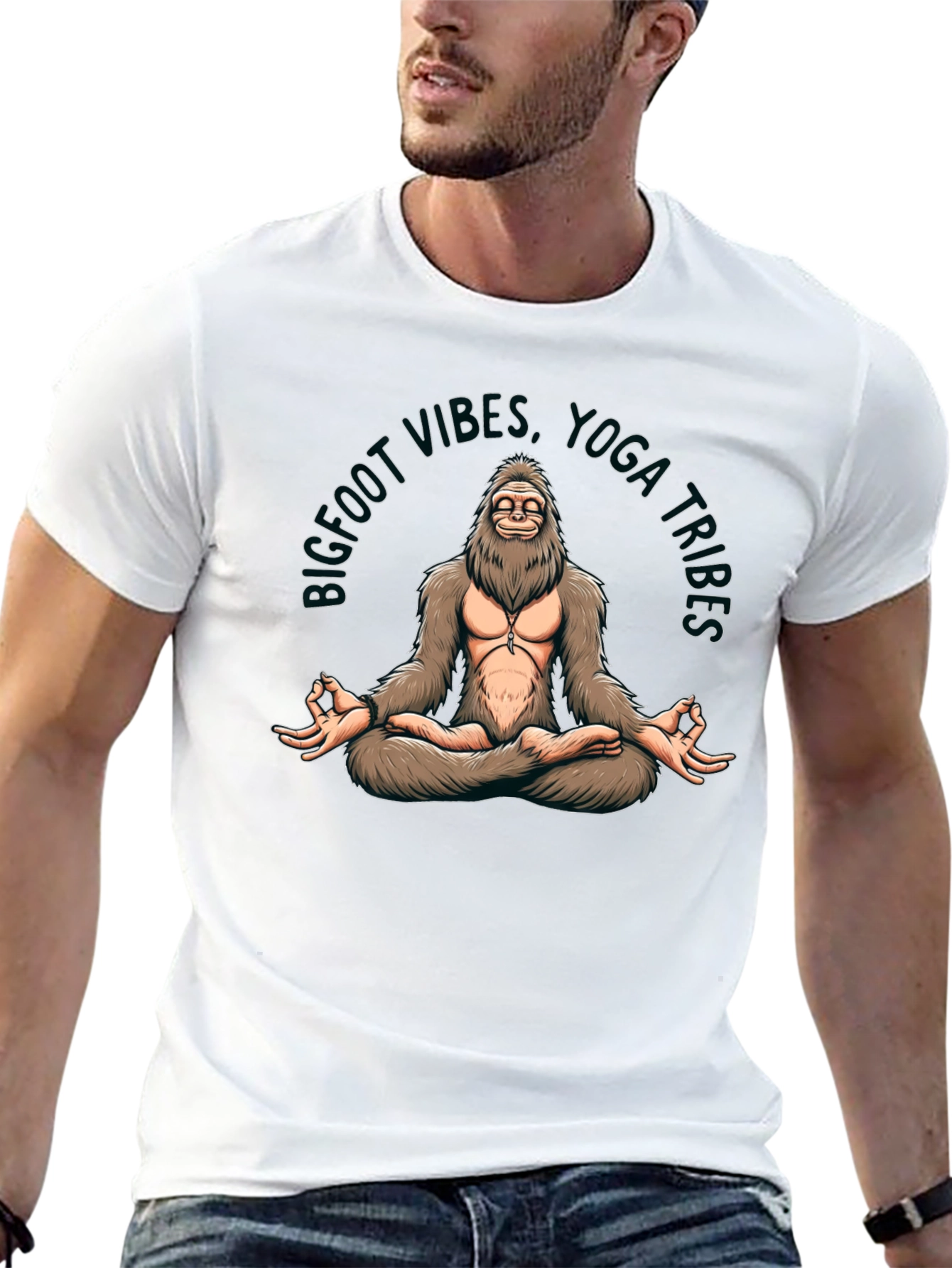 Bigfoot Yoga T-Shirt - Funny Meditating Sasquatch Tee