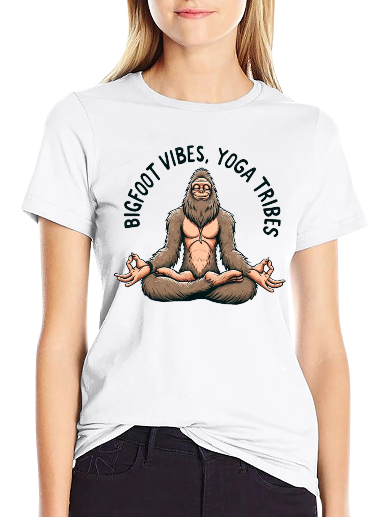 Bigfoot Yoga T-Shirt - Funny Meditating Sasquatch Tee