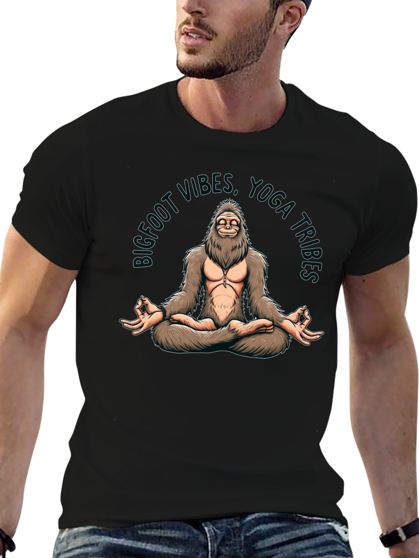 Bigfoot Yoga T-Shirt - Funny Meditating Sasquatch Tee