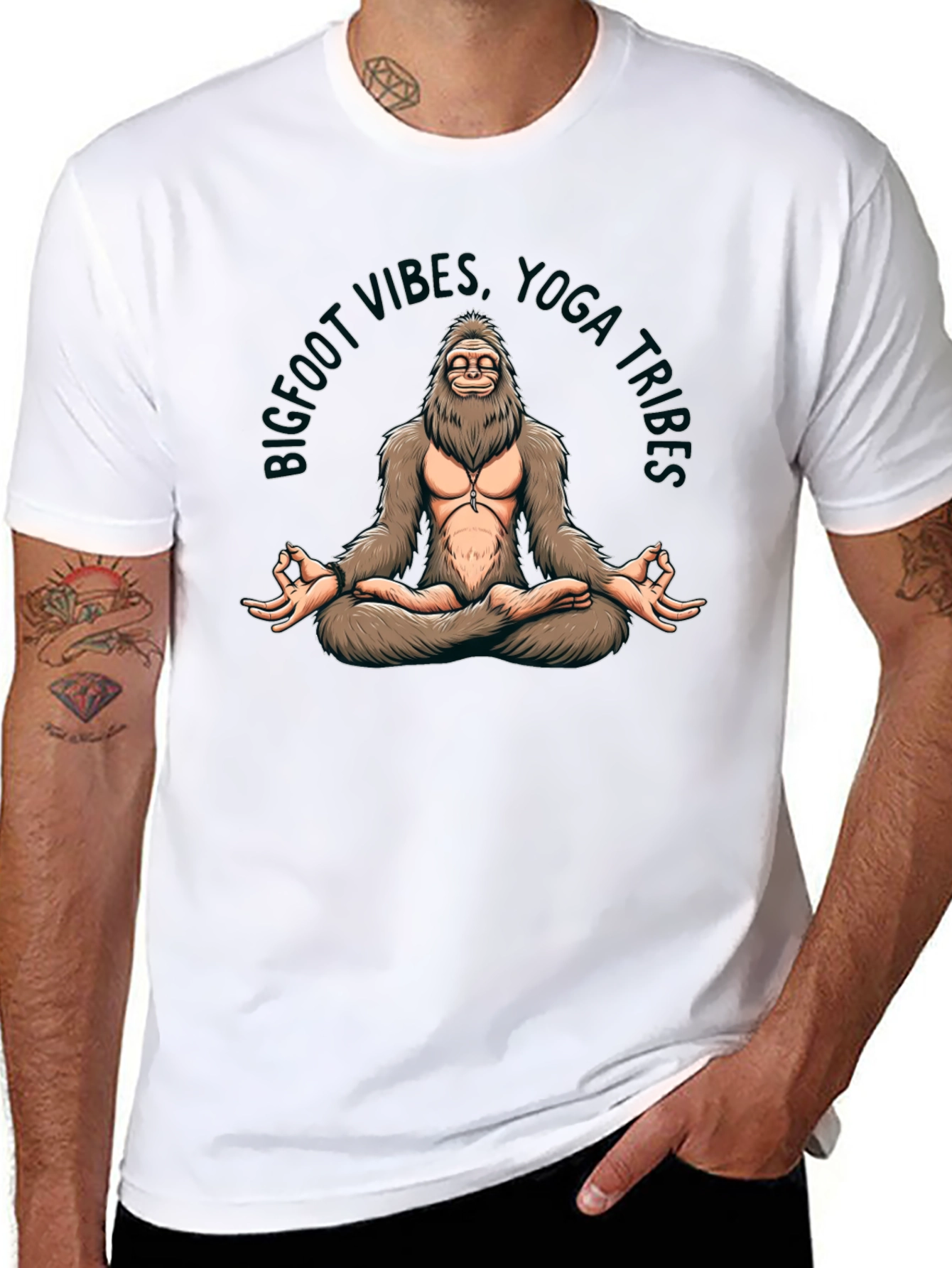 Bigfoot Yoga T-Shirt - Funny Meditating Sasquatch Tee
