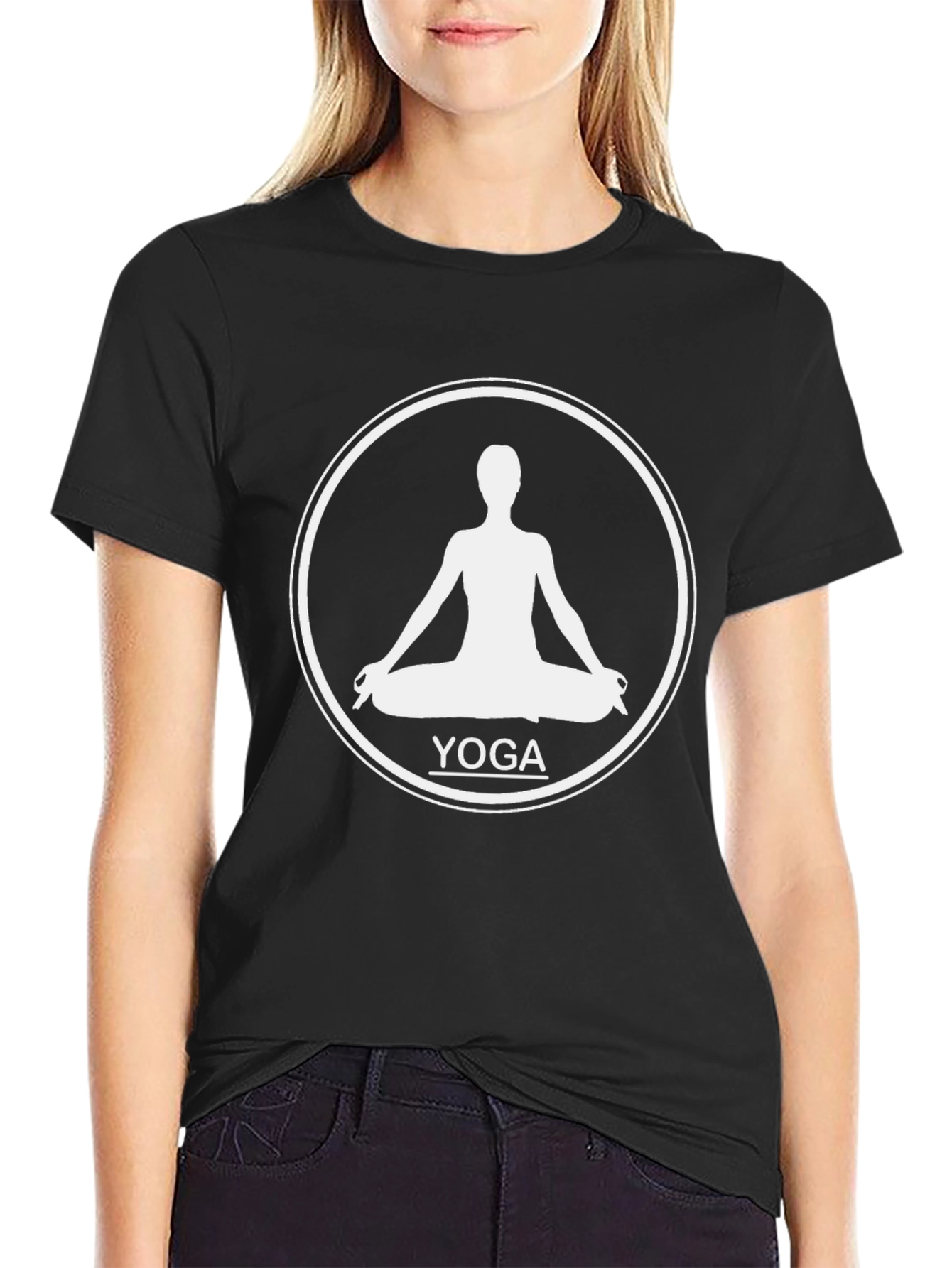Yoga Silhouette Graphic T-Shirt - Black Cotton Tee