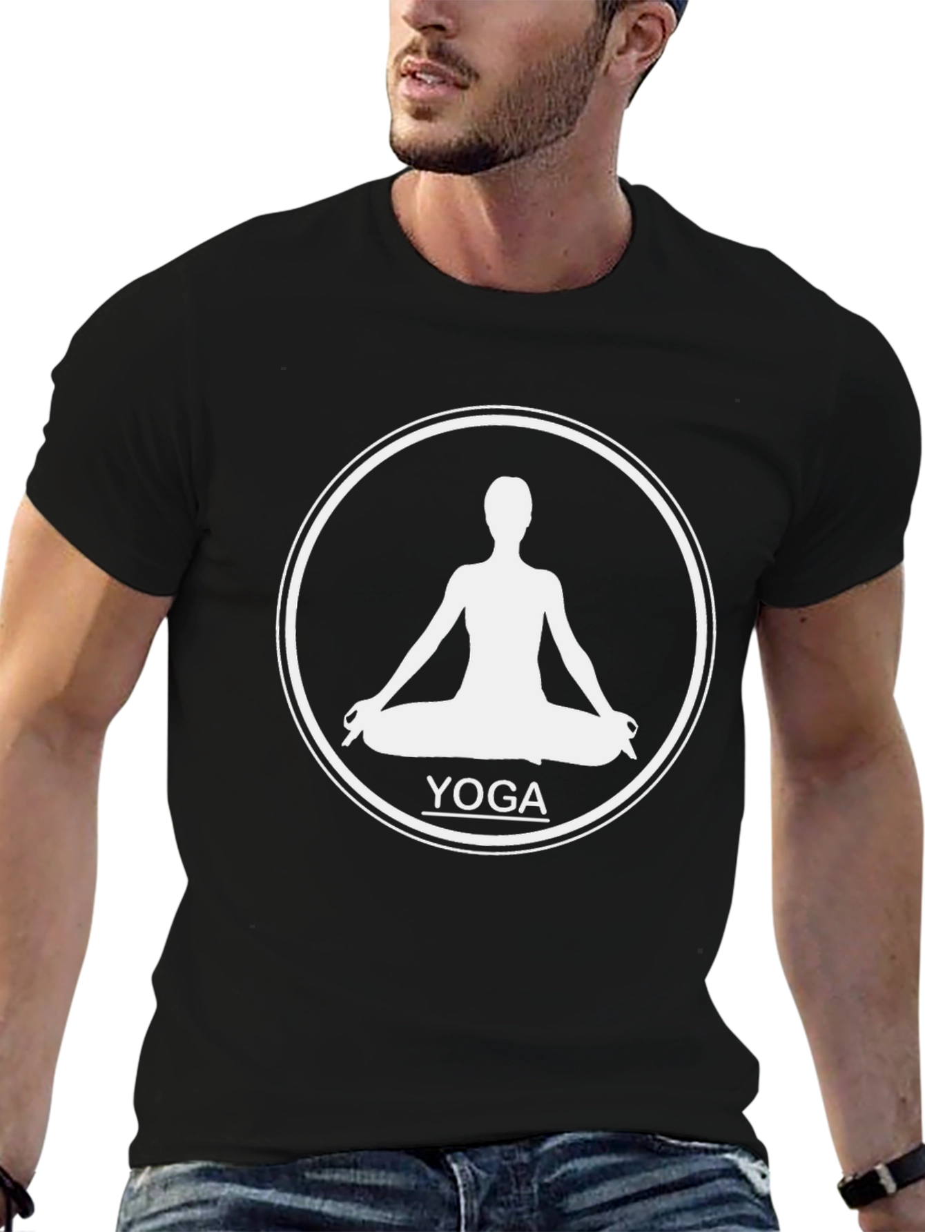 Yoga Silhouette Graphic T-Shirt - Black Cotton Tee