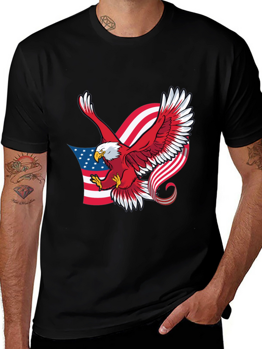 Patriotic Eagle Graphic Black T-Shirt