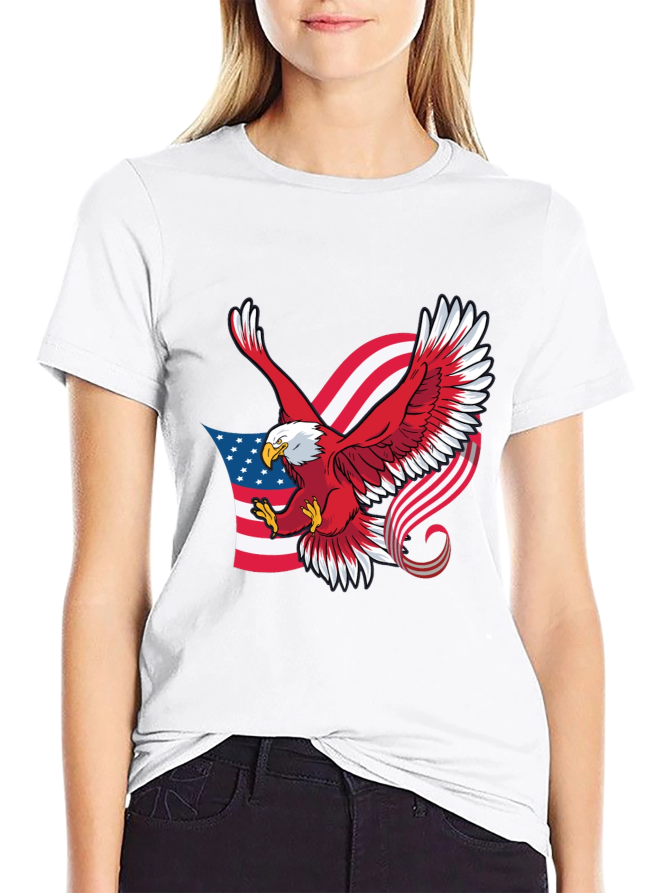 Patriotic Eagle Graphic Black T-Shirt