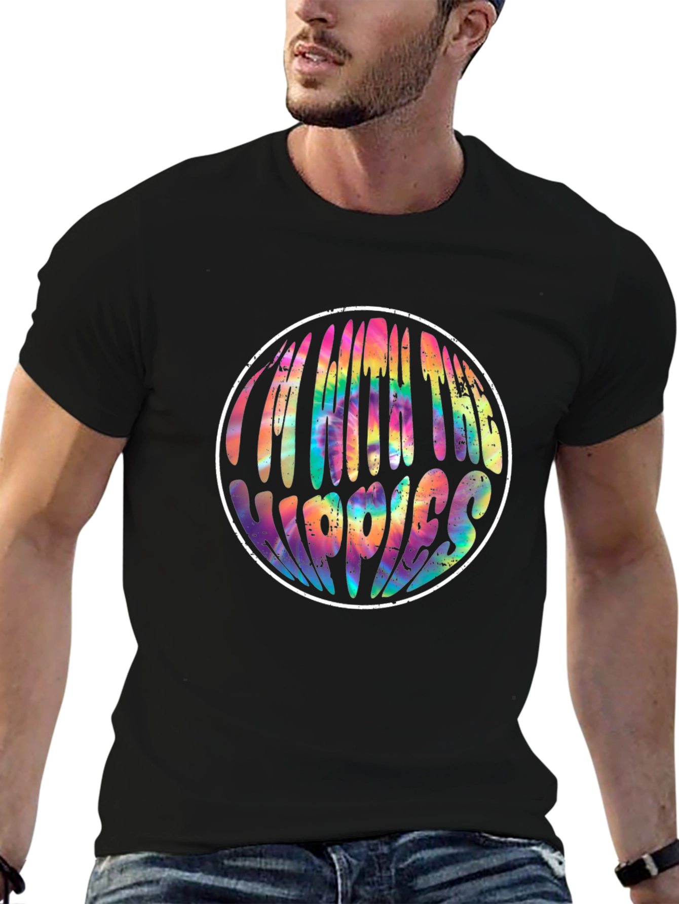 Im With The Hippies Tie Dye Graphic Tee