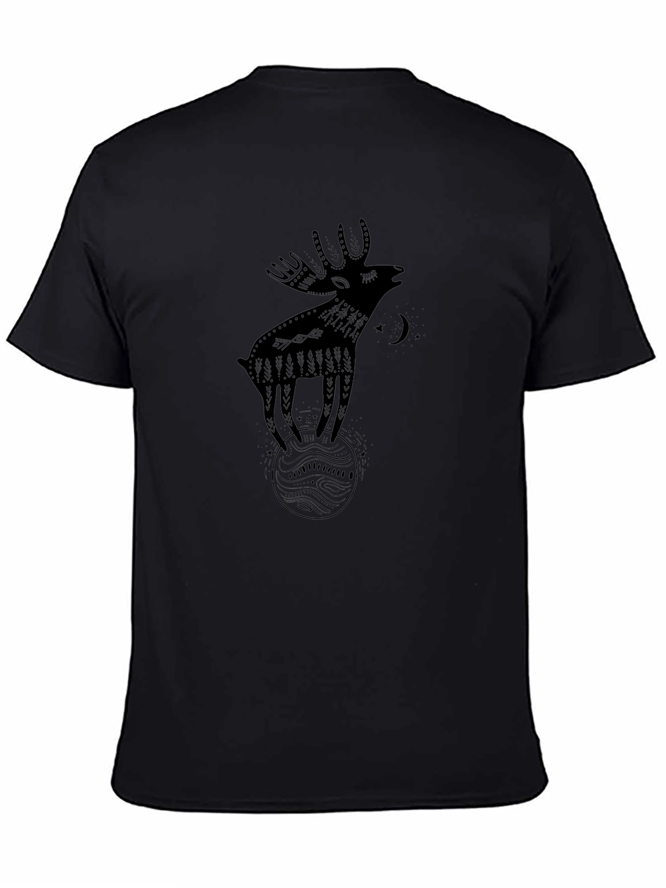 Whimsical Moose Graphic Tee - Black
