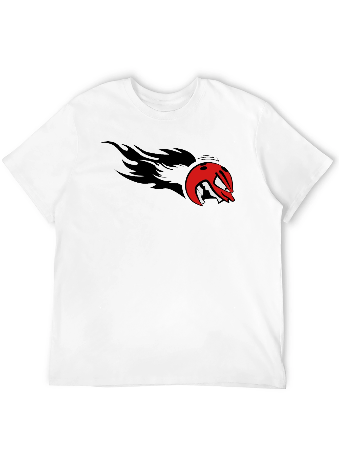 Fiery Bowling Ball Graphic Tee - Black Cotton T-Shirt