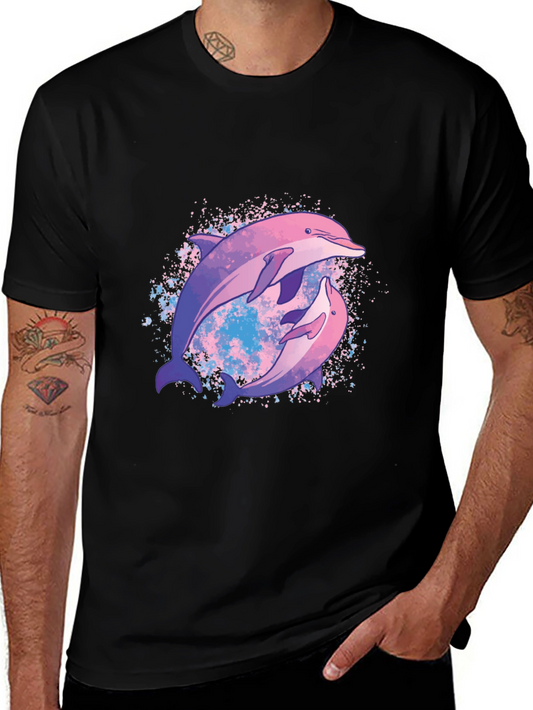 Dolphin Duo Graphic Tee - Stylish Black T-Shirt