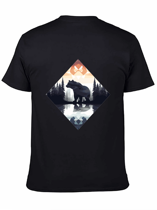 Geometric Bear Graphic Tee - Mens Black T-Shirt
