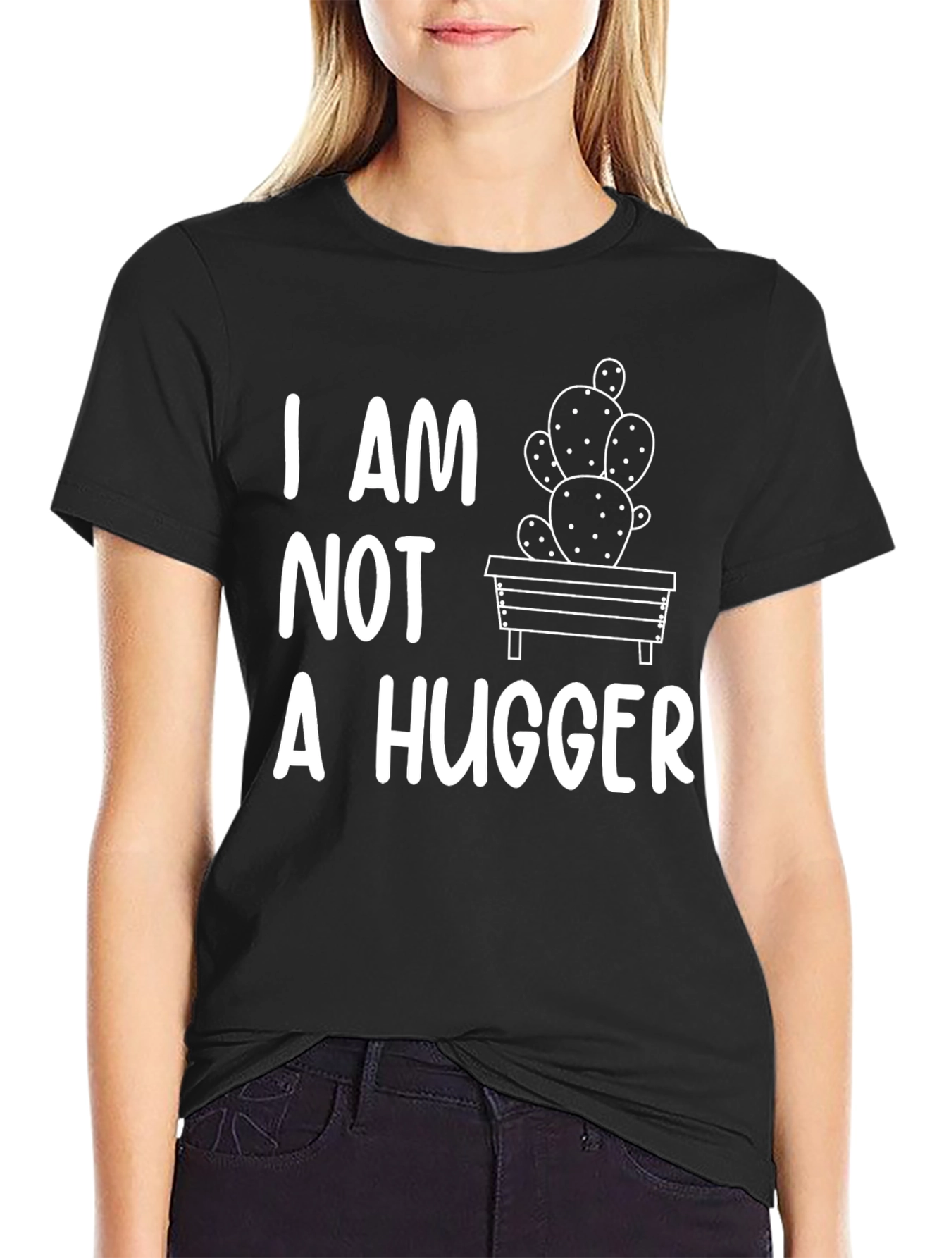 I Am Not A Hugger Cactus Graphic T-Shirt