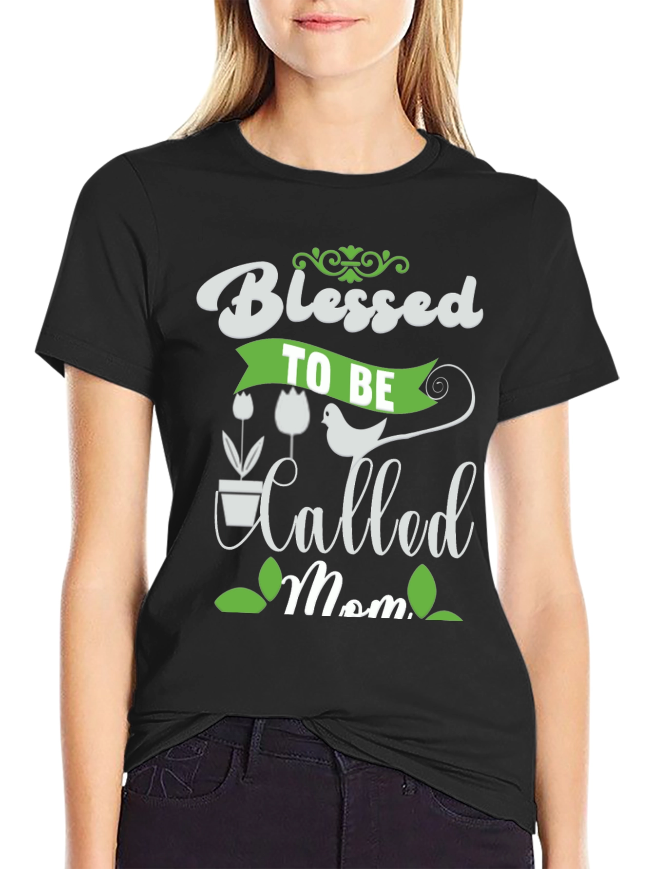 Blessed to be Called Mom Black Graphic Tee