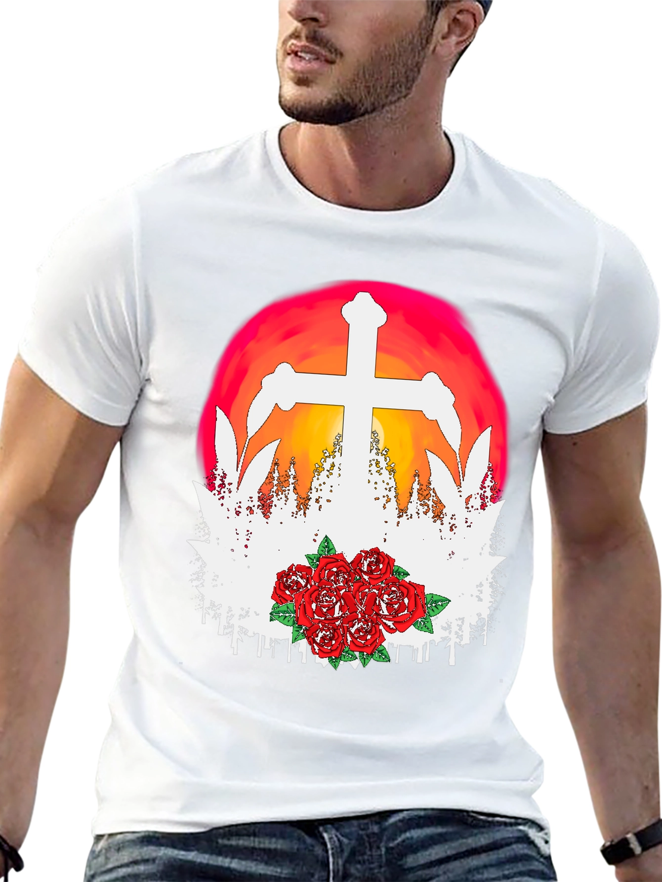 Cross & Roses Graphic T-Shirt