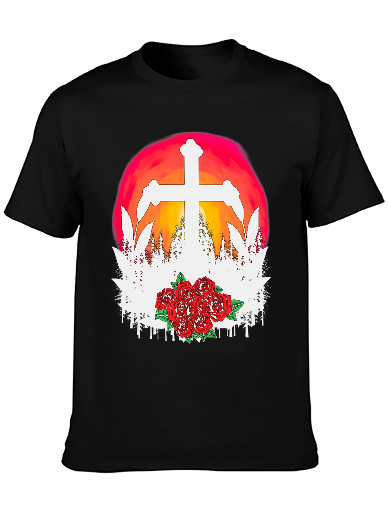 Cross & Roses Graphic T-Shirt