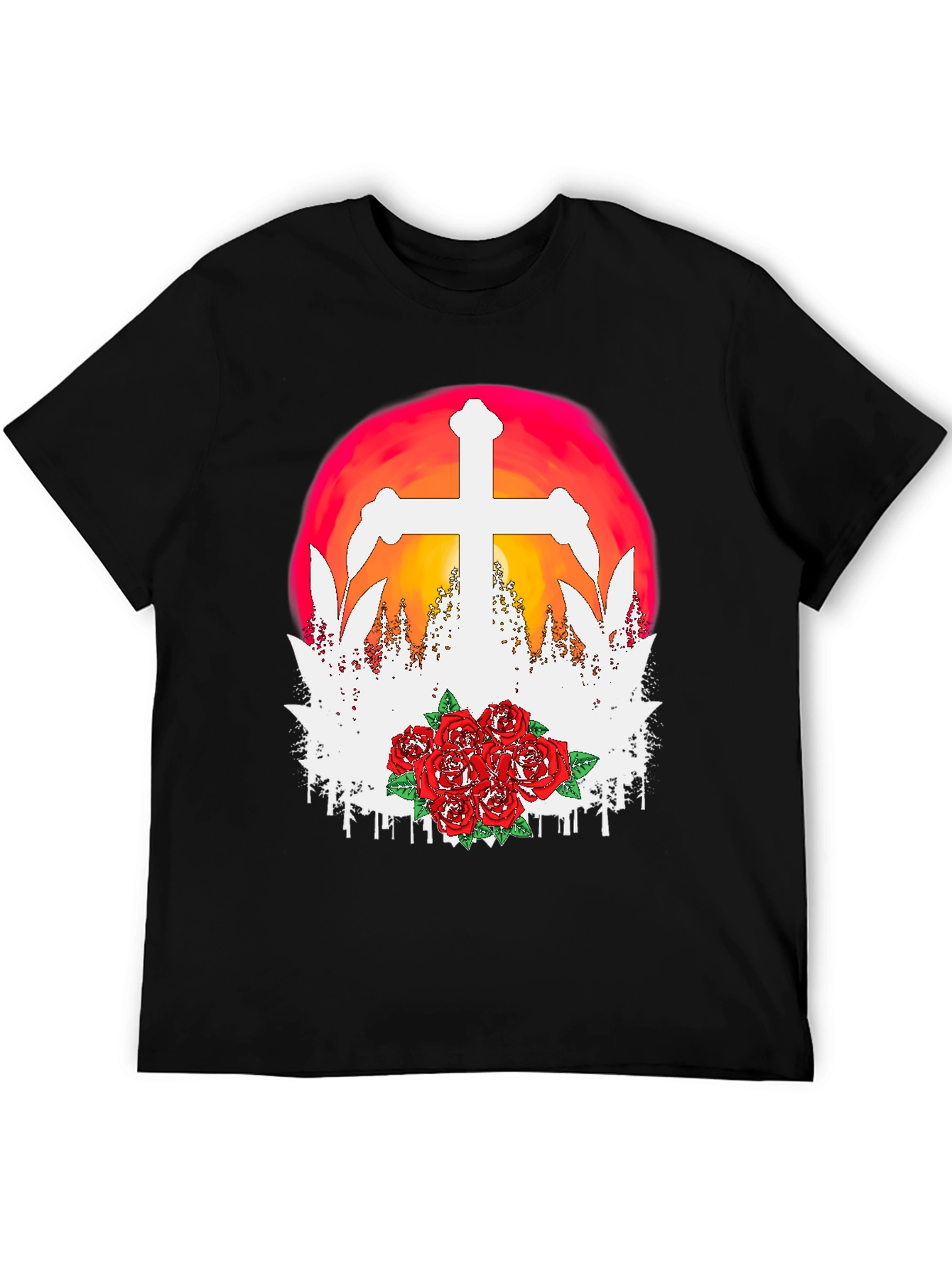 Cross & Roses Graphic T-Shirt