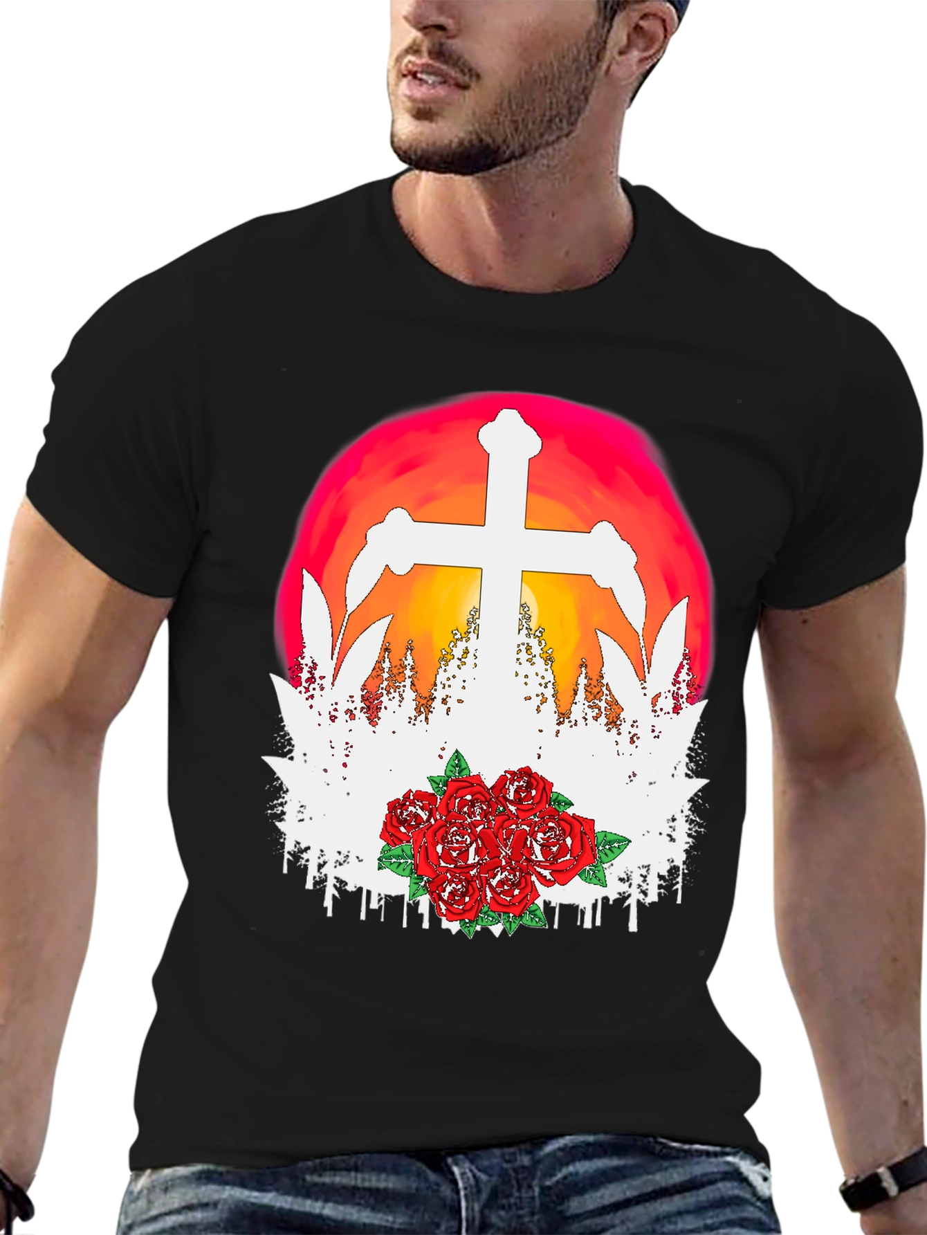 Cross & Roses Graphic T-Shirt