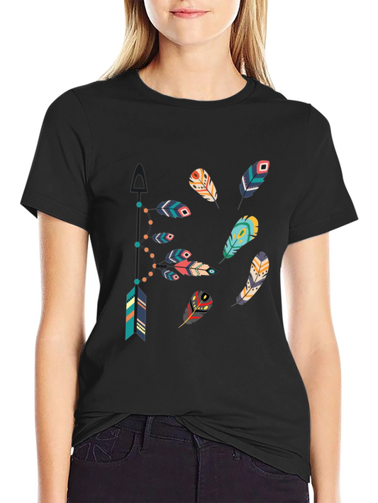 Feather Arrow Graphic Black T-Shirt