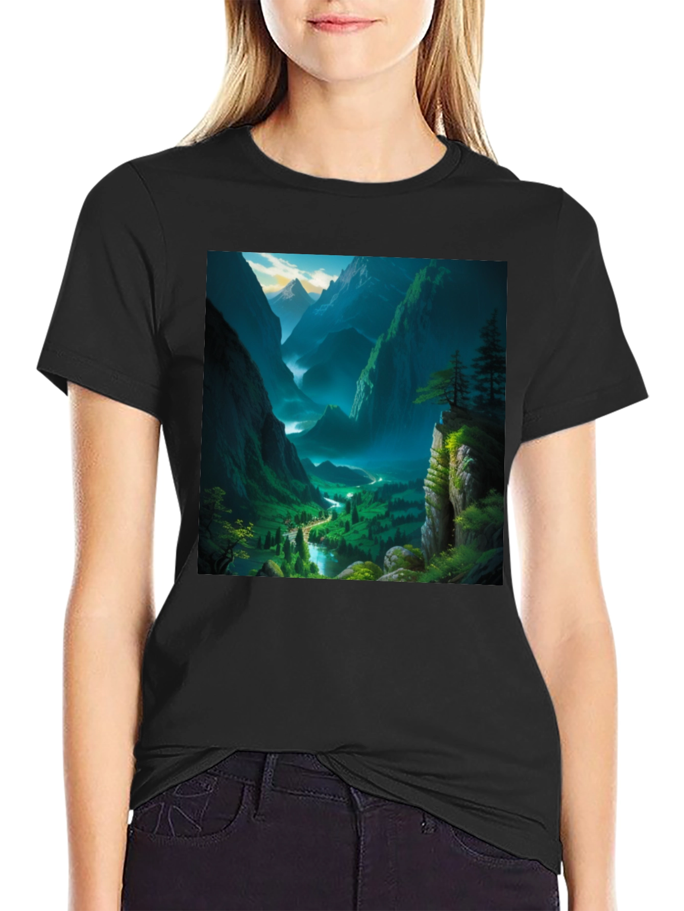 Nature Scenery Black T-Shirt